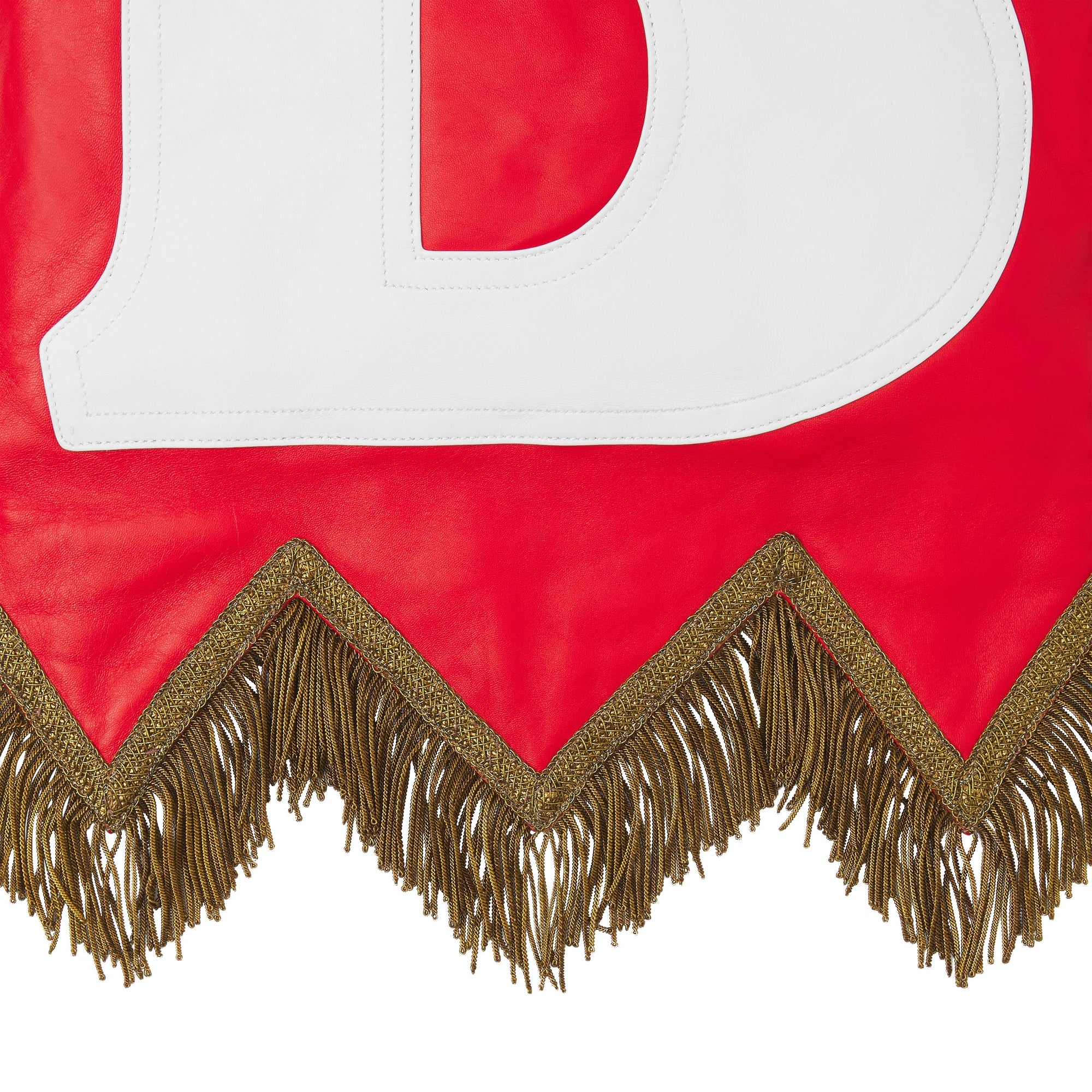 BRIGHT RED Sac Flag en cuir d'agneau avec lettres