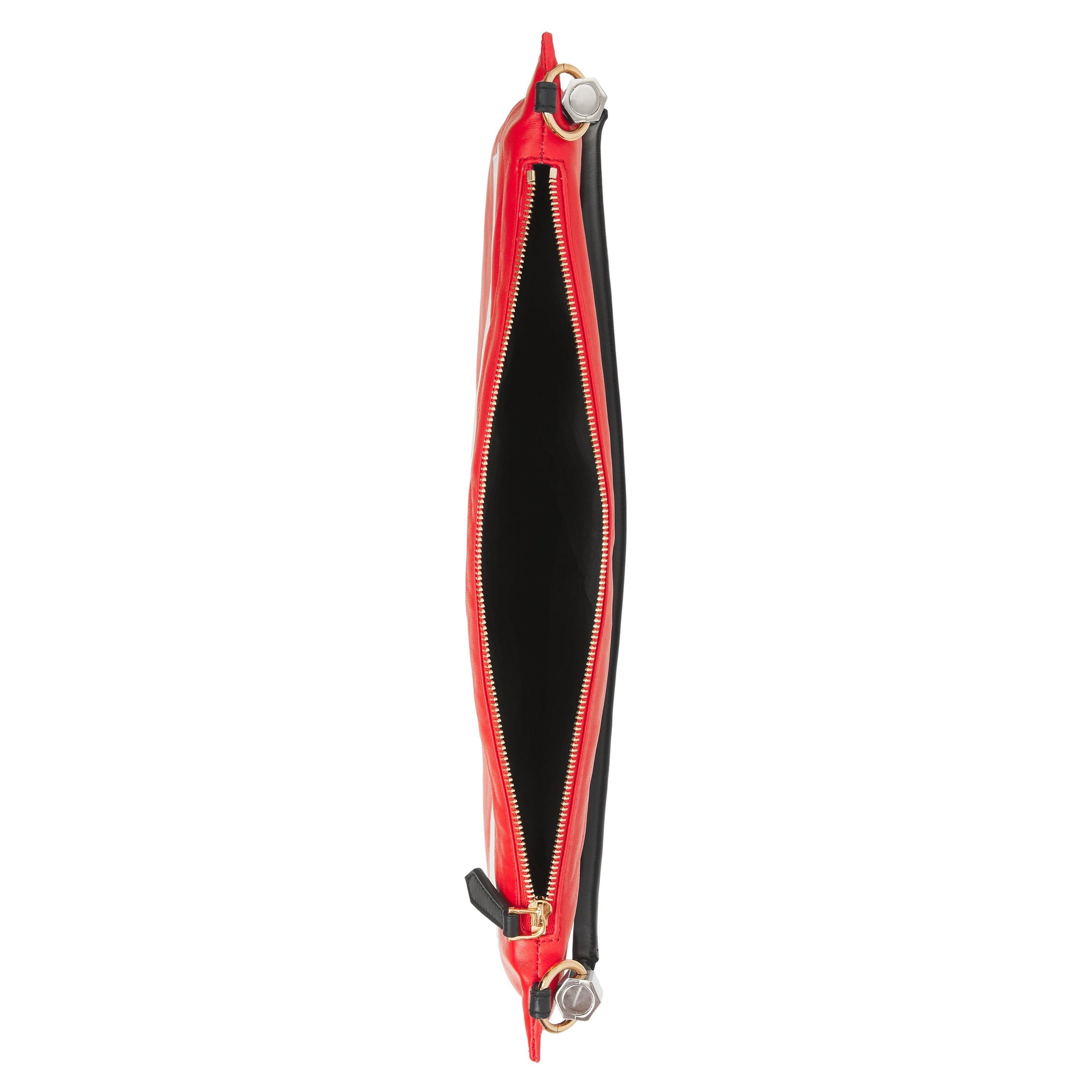 BRIGHT RED Sac Flag en cuir d'agneau avec lettres