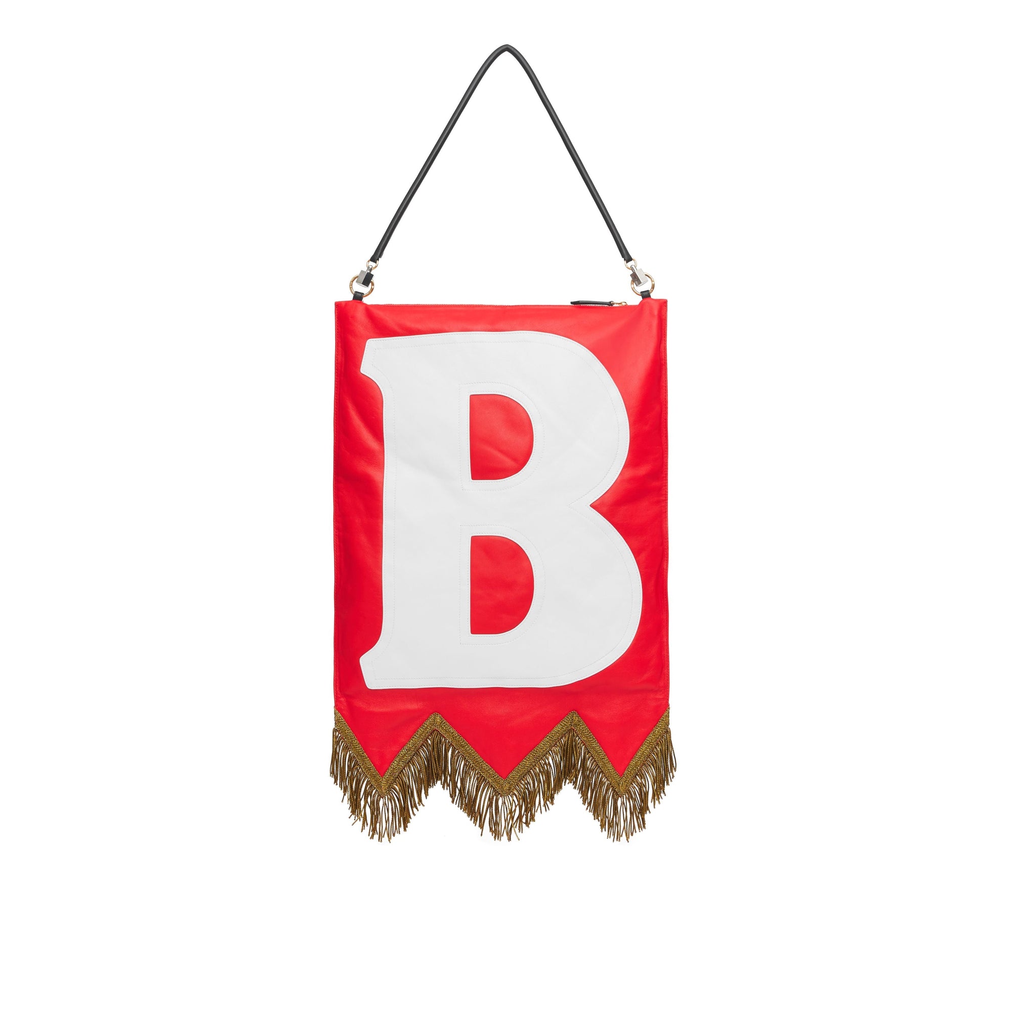 BRIGHT RED Sac Flag en cuir d'agneau avec lettres
