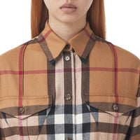 BIRCH BROWN IP CHK Robe chemise ceinturée en laine check