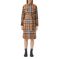 BIRCH BROWN IP CHK Robe chemise ceinturée en laine check