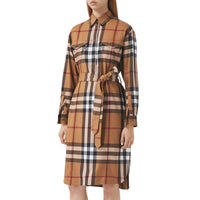 BIRCH BROWN IP CHK Robe chemise ceinturée en laine check