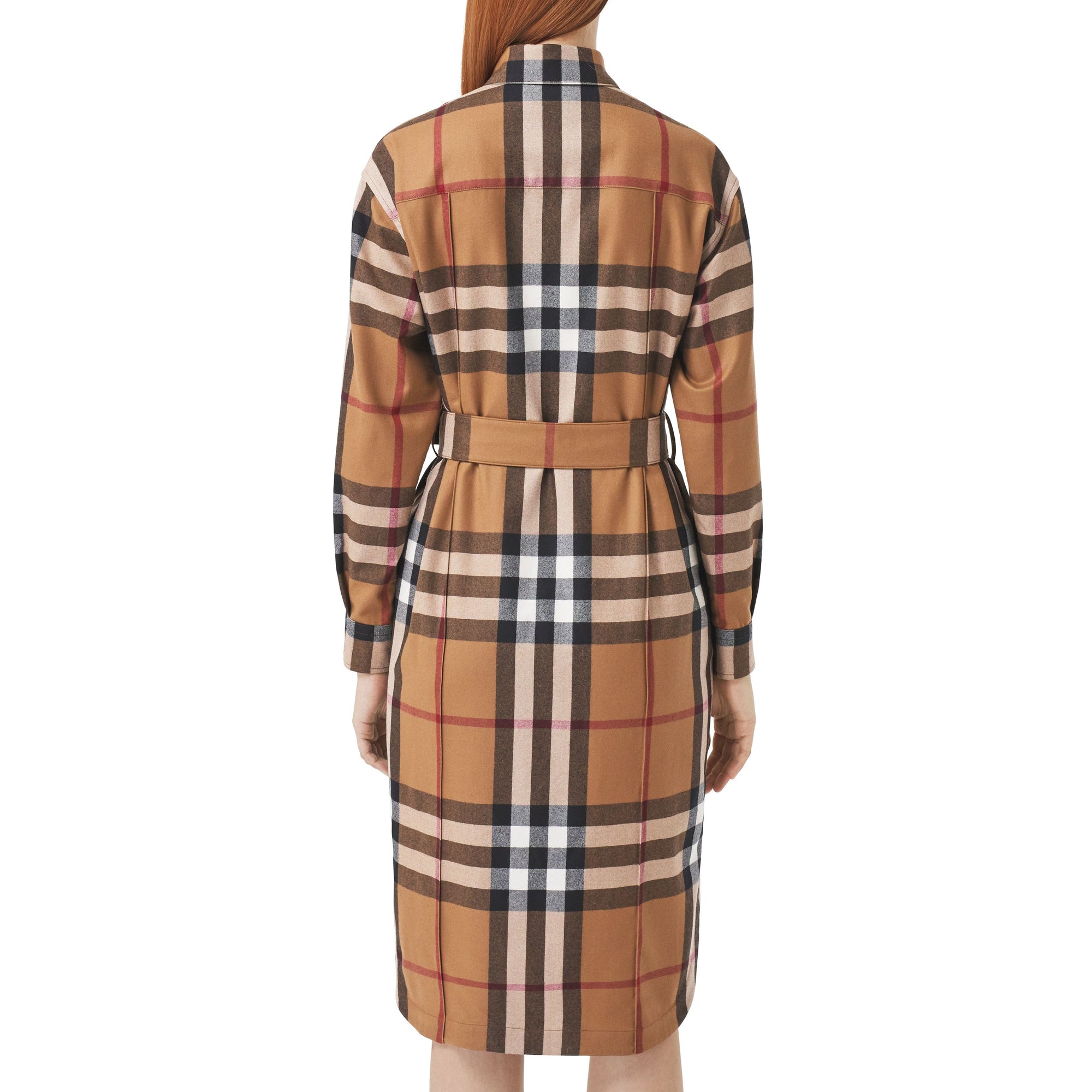 BIRCH BROWN IP CHK Robe chemise ceinturée en laine check