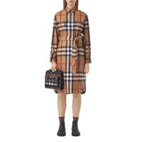 BIRCH BROWN IP CHK Robe chemise ceinturée en laine check