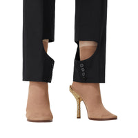BLACK Pantalon tailleur en laine avec découpe