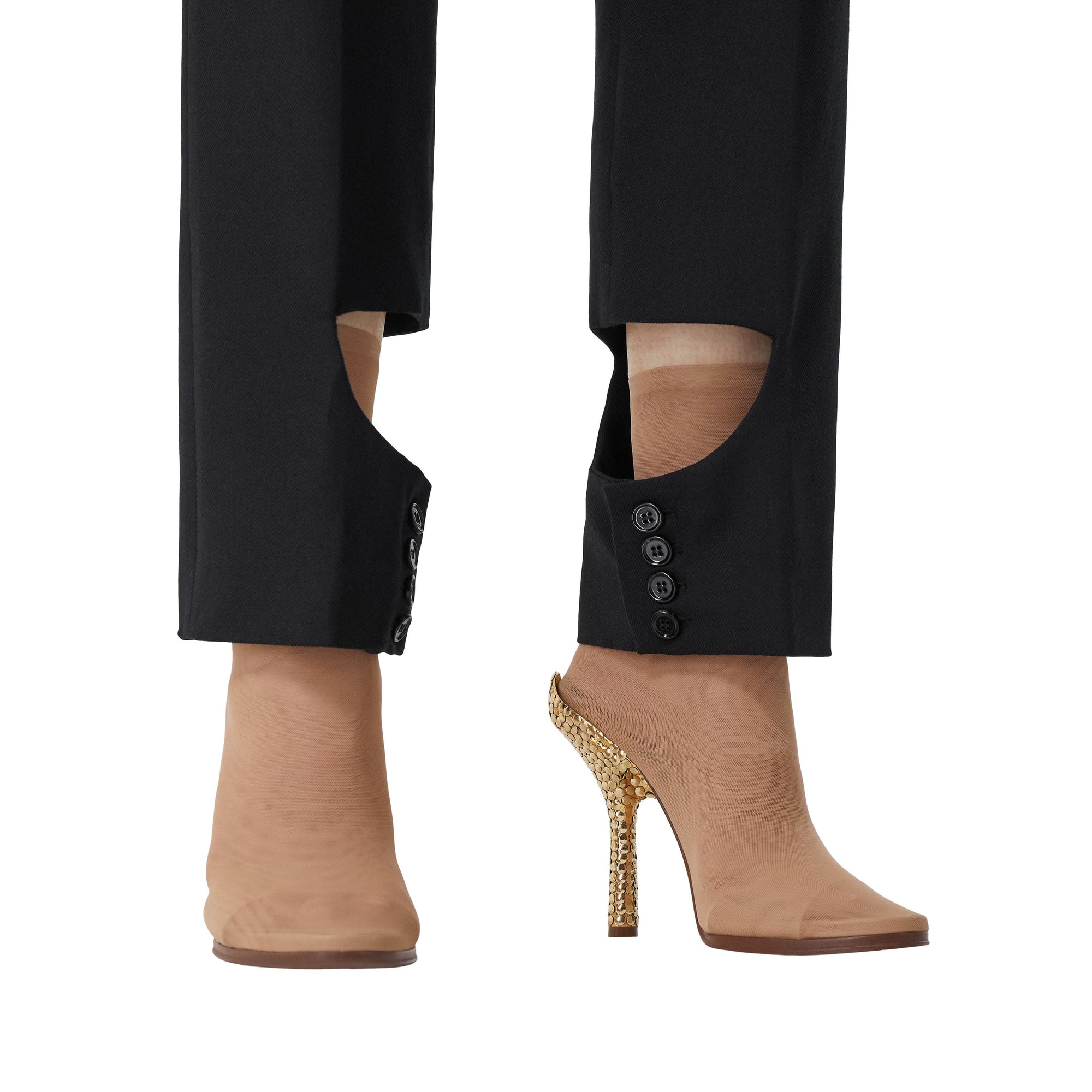 BLACK Pantalon tailleur en laine avec découpe