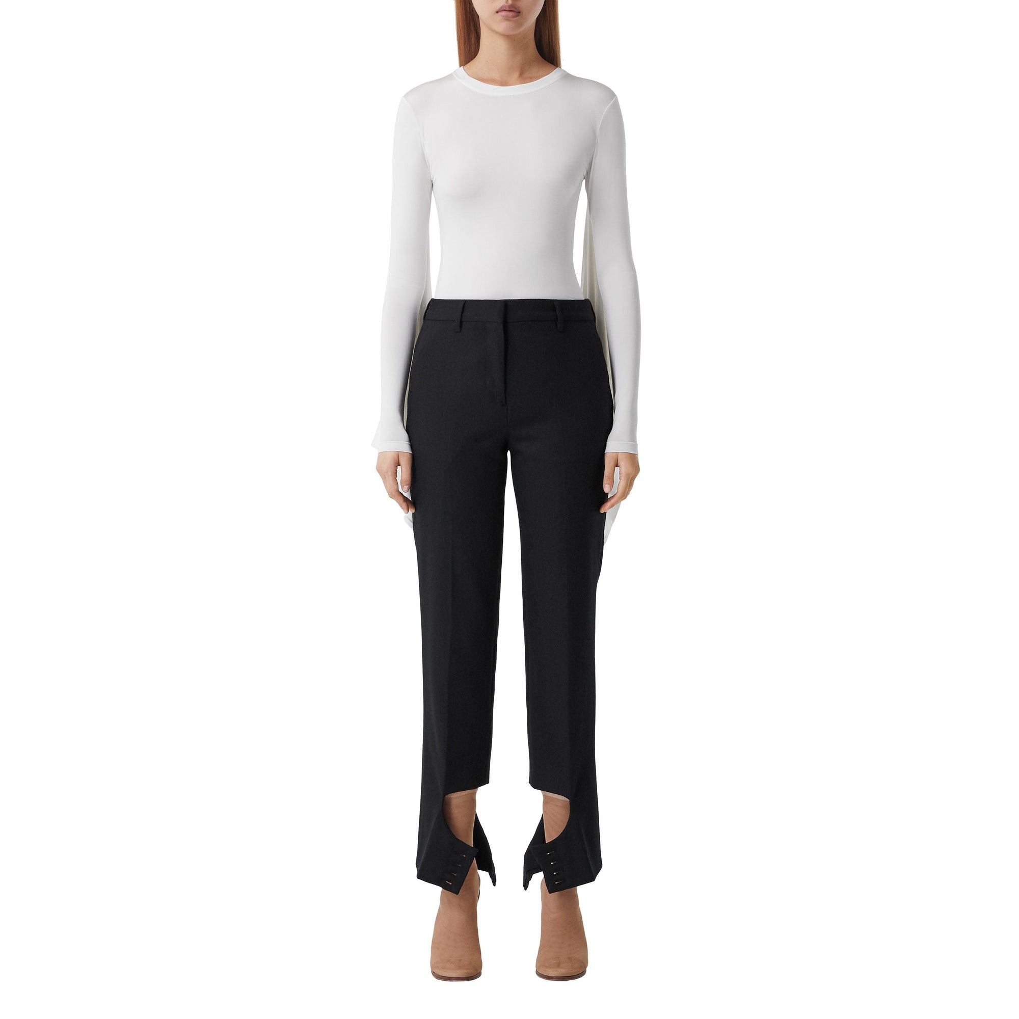BLACK Pantalon tailleur en laine avec découpe
