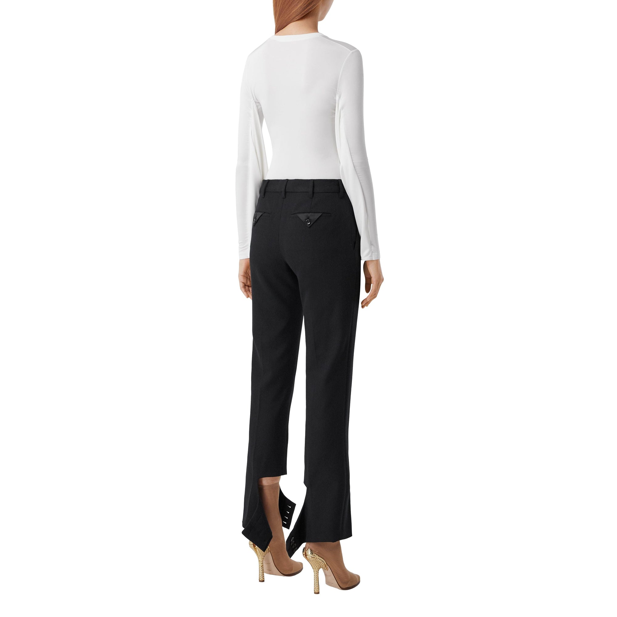 BLACK Pantalon tailleur en laine avec découpe