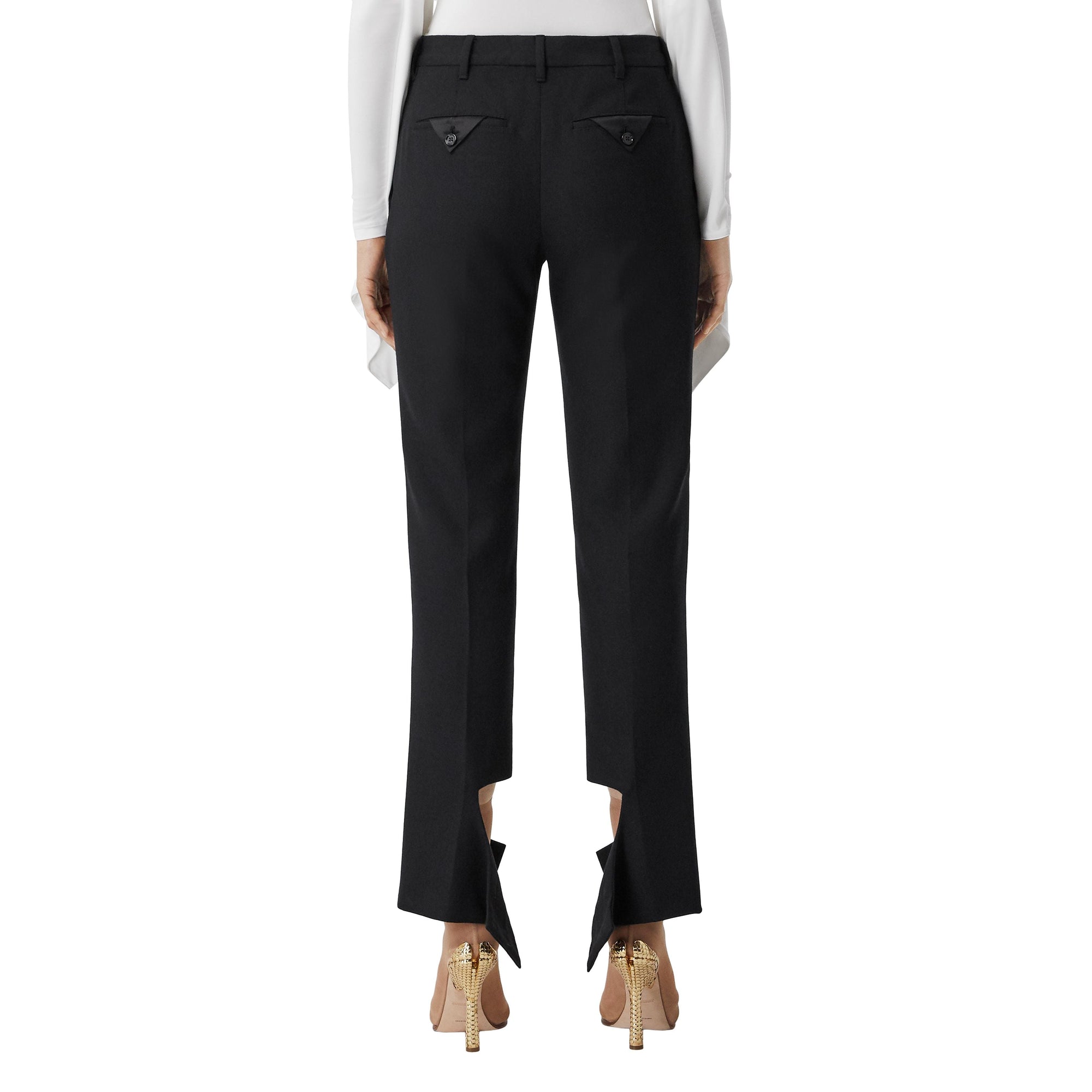 BLACK Pantalon tailleur en laine avec découpe
