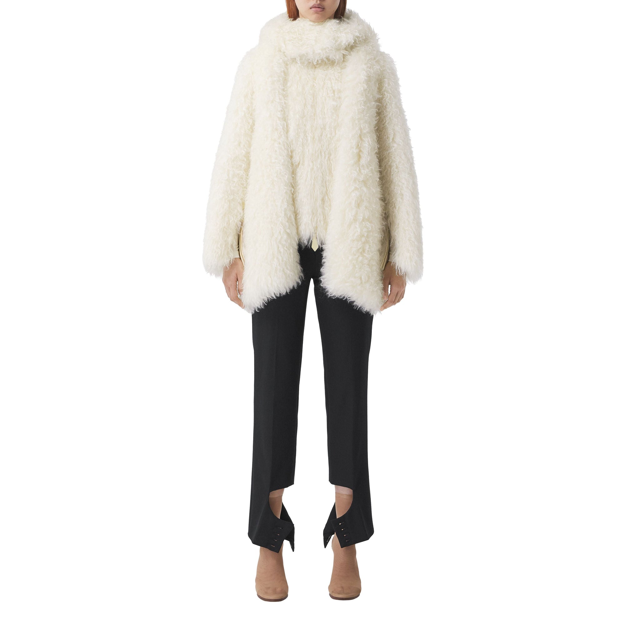 BLACK Pantalon tailleur en laine avec découpe