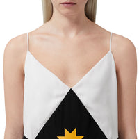 BLACK Robe combinaison en satin avec imprimé géométrique et panneaux