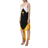 BLACK Robe combinaison en satin avec imprimé géométrique et panneaux