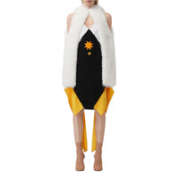 BLACK Robe combinaison en satin avec imprimé géométrique et panneaux