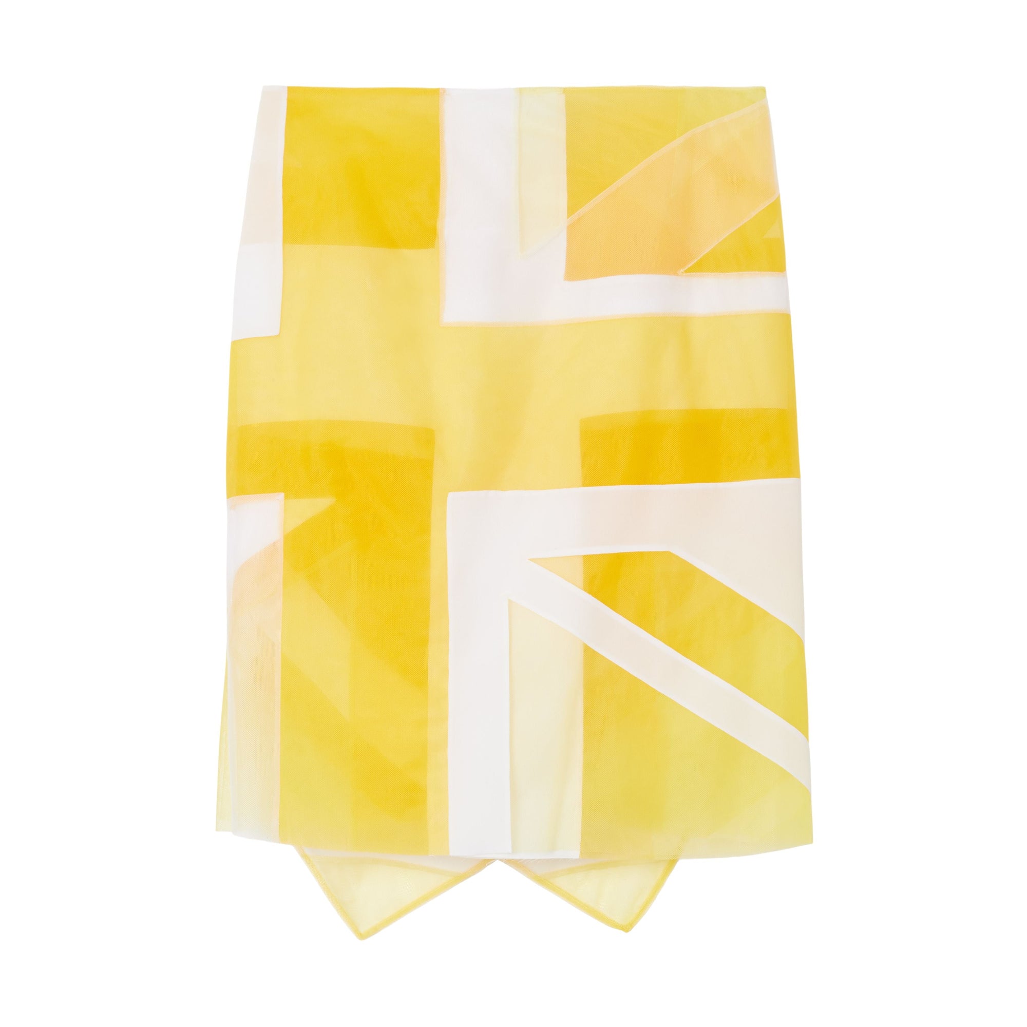 PALE TULIP YELLOW Jupe en tulle et soie avec drapeau en intarsia