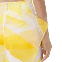 PALE TULIP YELLOW Jupe en tulle et soie avec drapeau en intarsia