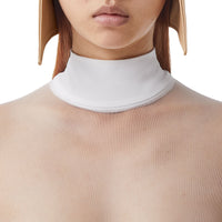 OPTIC WHITE Body à col montant en tulle stretch