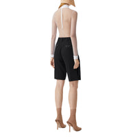 OPTIC WHITE Body à col montant en tulle stretch