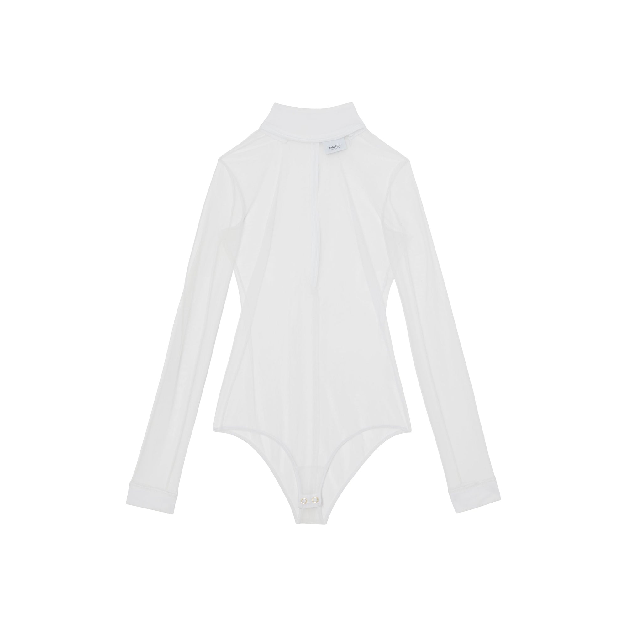 OPTIC WHITE Body à col montant en tulle stretch