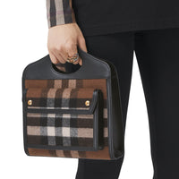 BLACK Mini sac Pocket en cachemire check et cuir