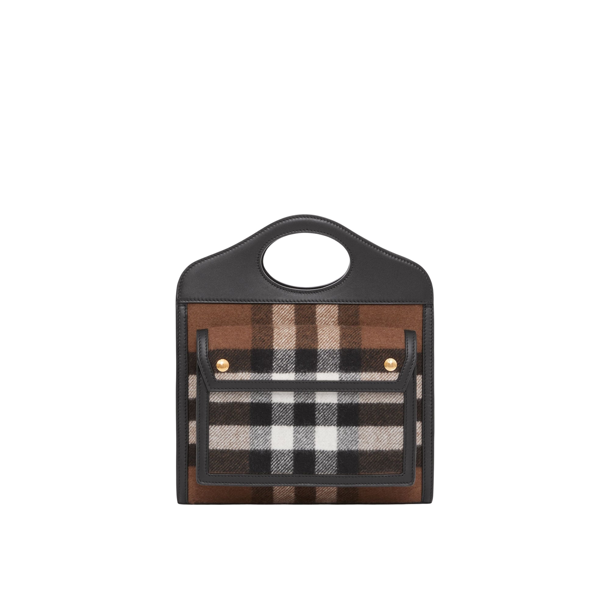 BLACK Mini sac Pocket en cachemire check et cuir