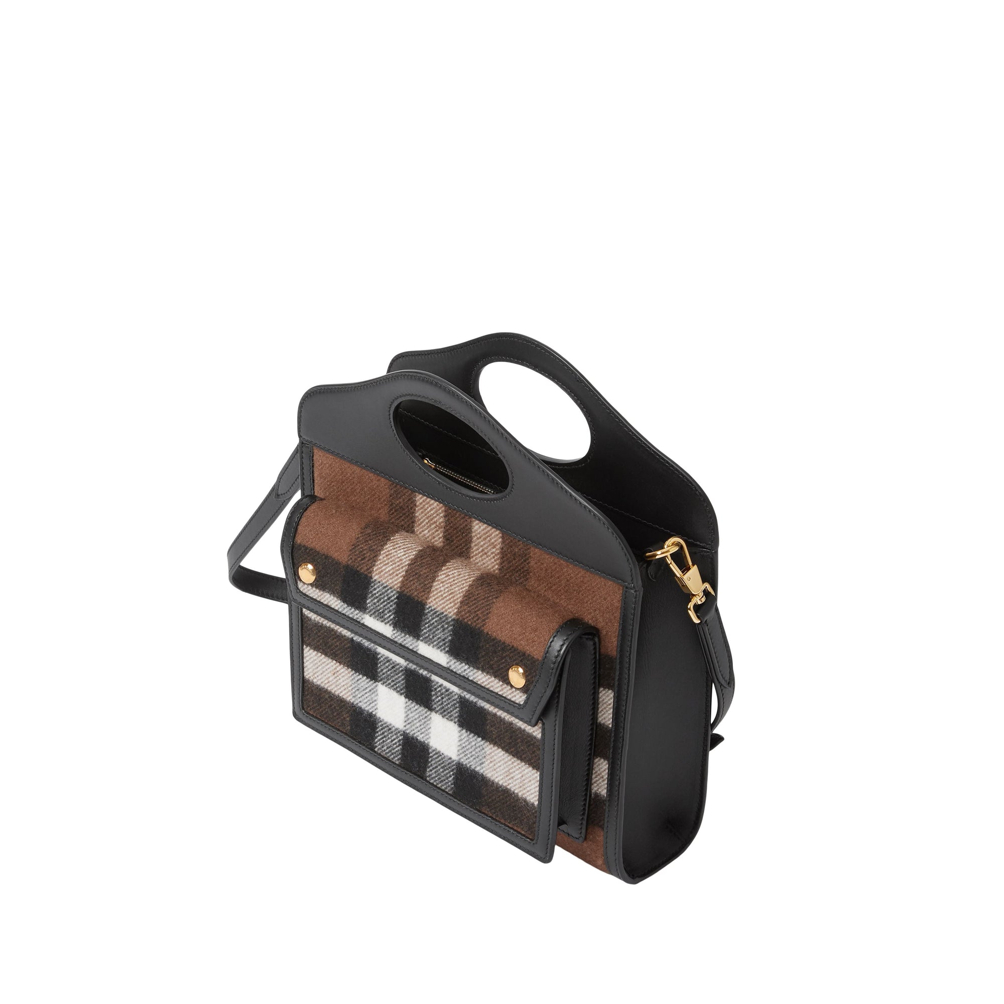 BLACK Mini sac Pocket en cachemire check et cuir