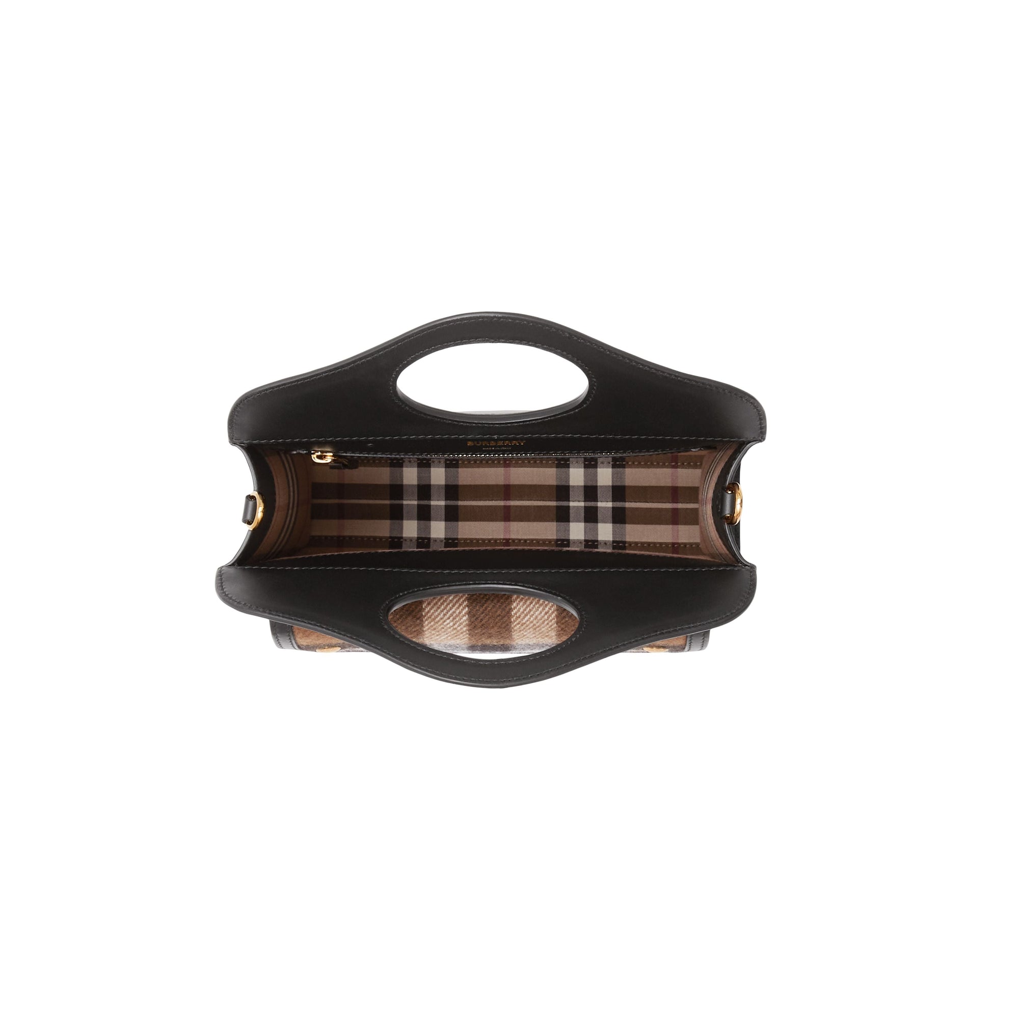 BLACK Mini sac Pocket en cachemire check et cuir
