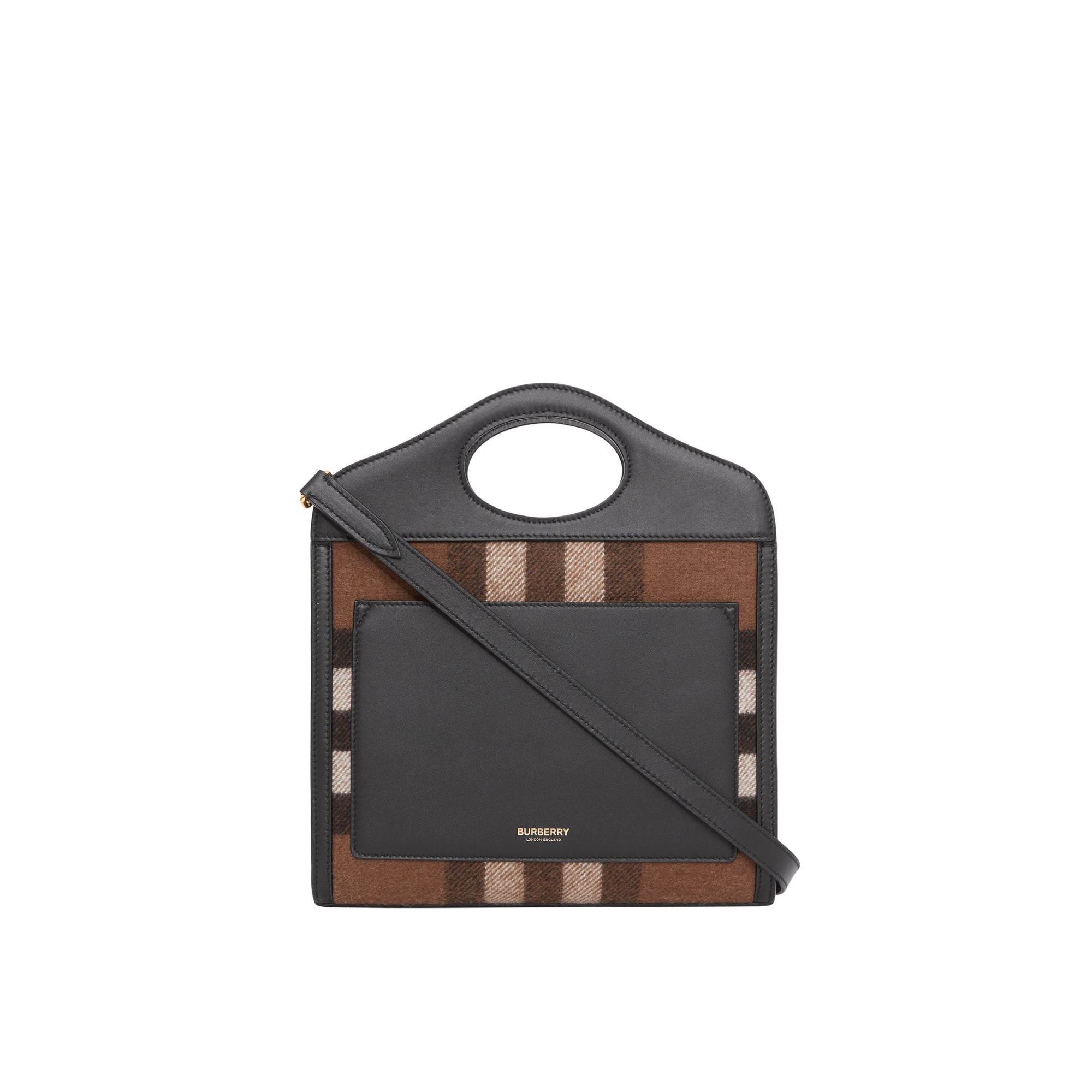 BLACK Mini sac Pocket en cachemire check et cuir