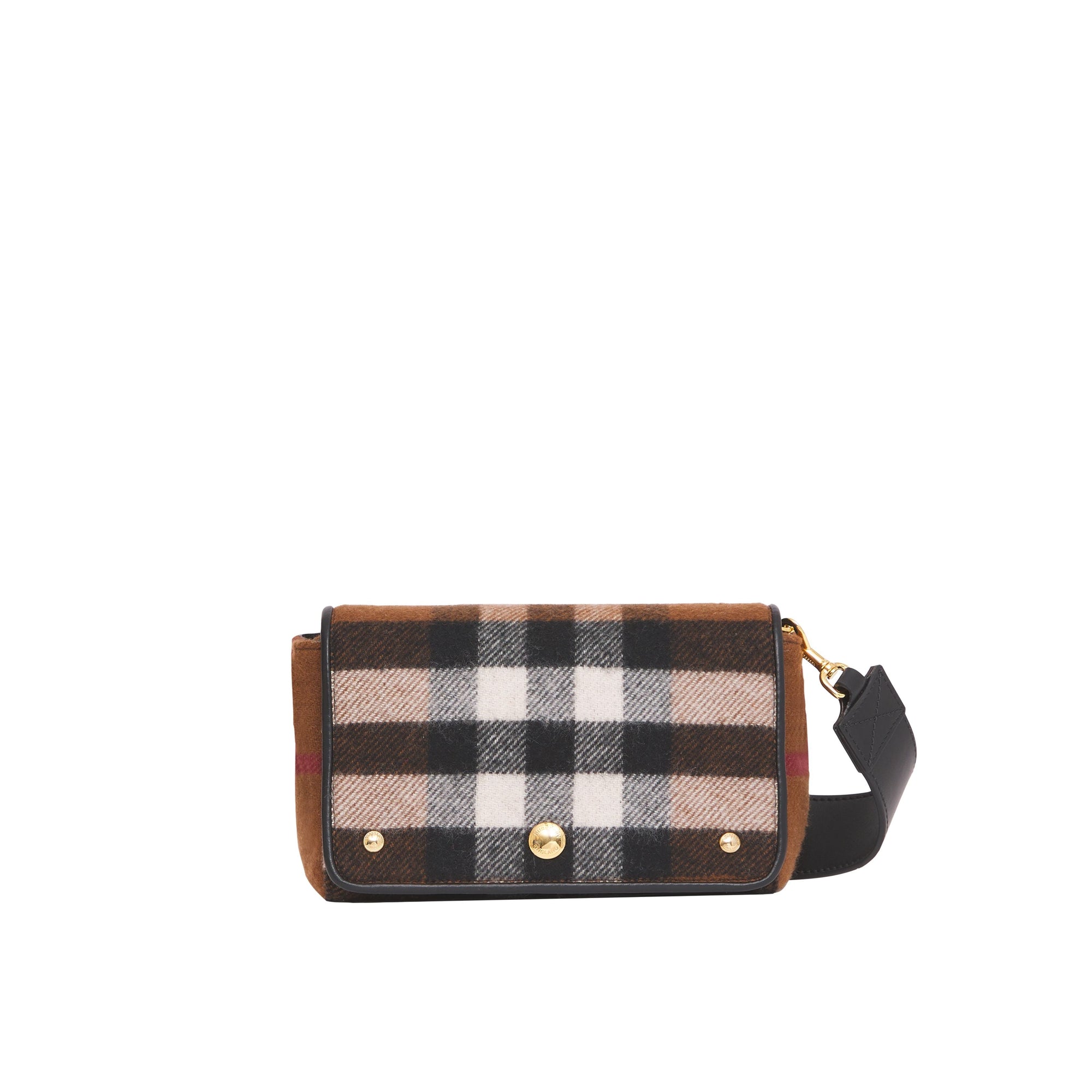 BIRCH BROWN Petit sac à bandoulière en cachemire check