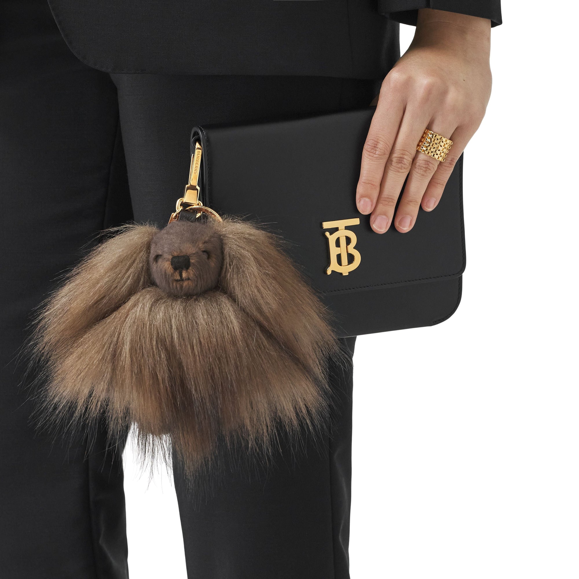 BLACK Porte-clés Thomas Bear en fausse fourrure