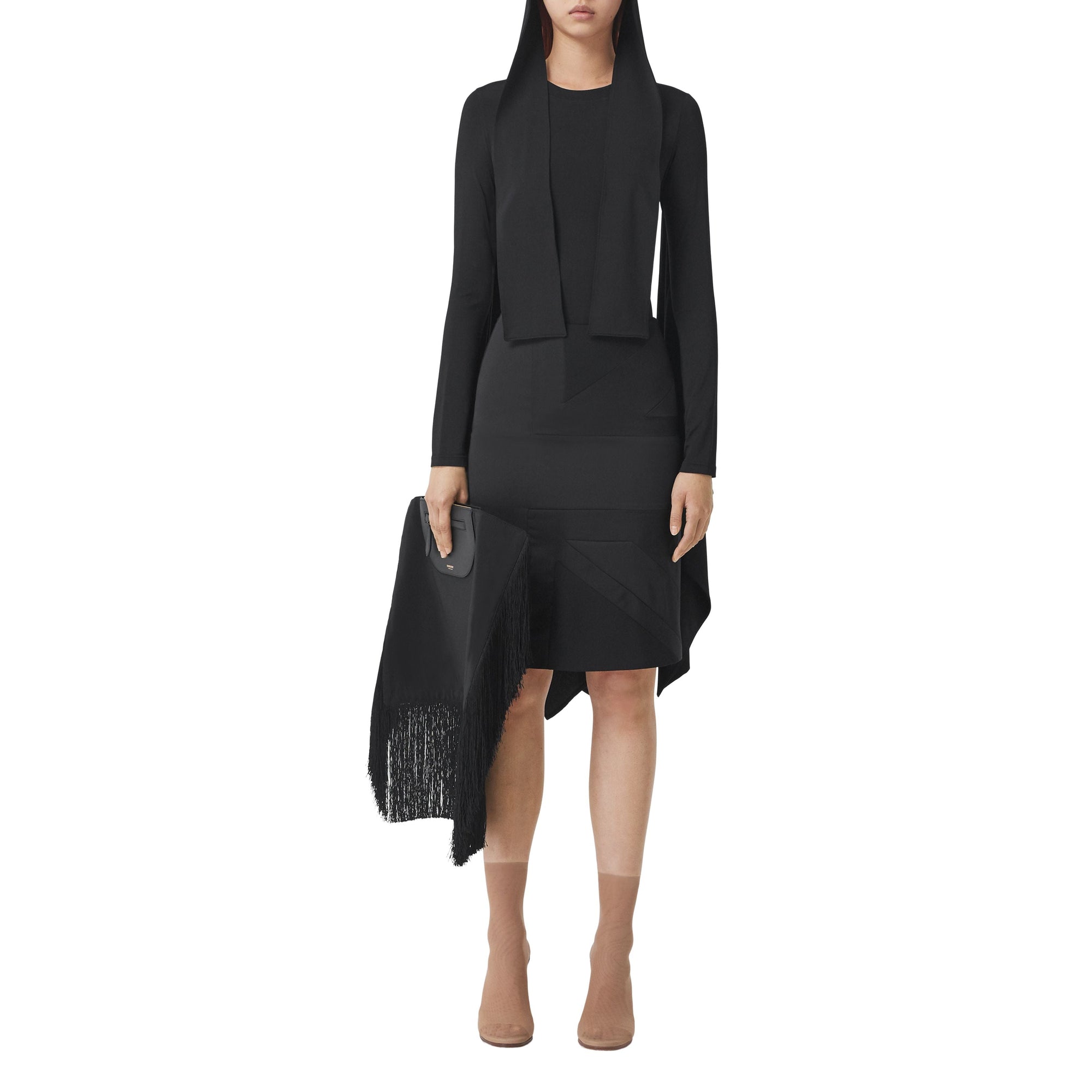 BLACK Pochette foulard Olympia en cuir avec franges
