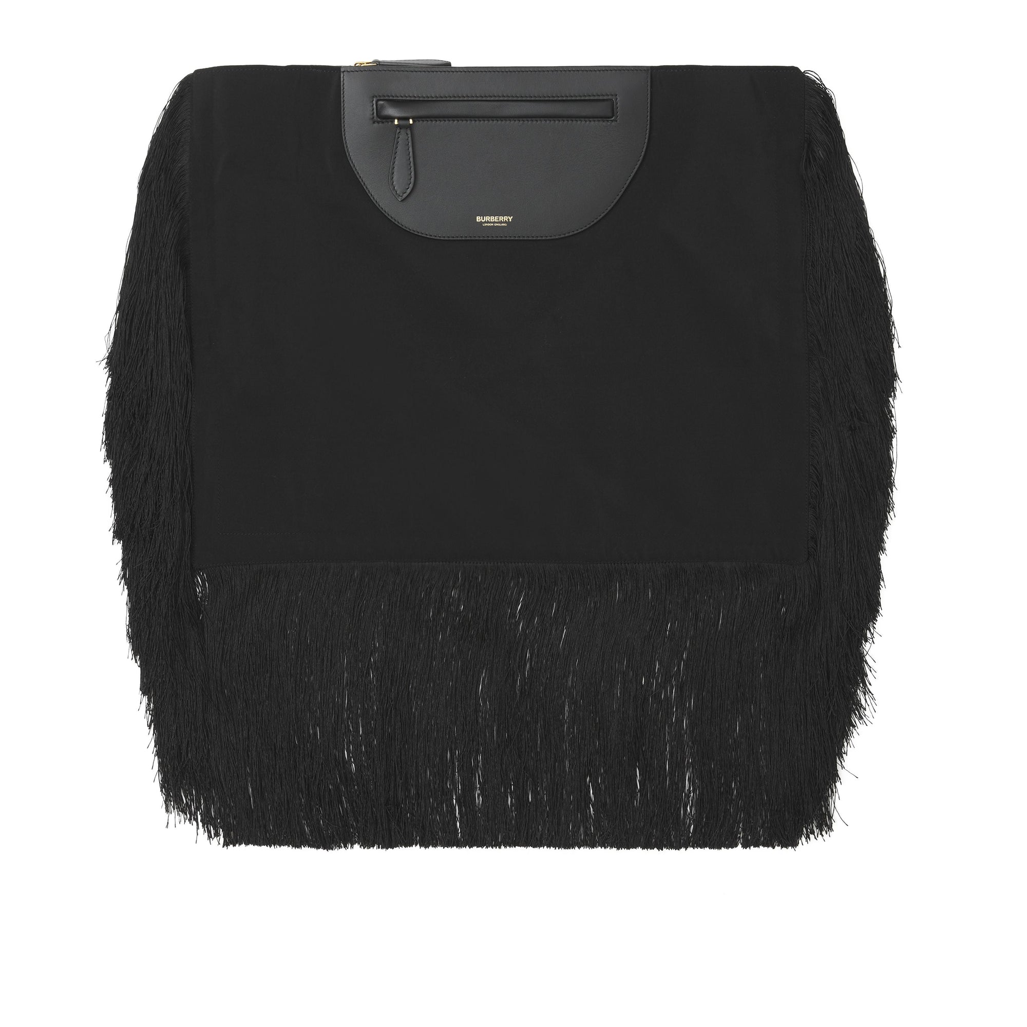 BLACK Pochette foulard Olympia en cuir avec franges