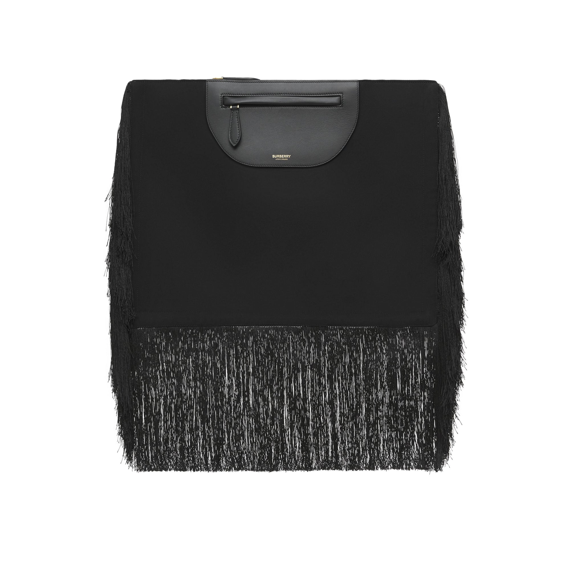 BLACK Pochette foulard Olympia en cuir avec franges