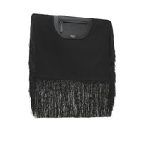 BLACK Pochette foulard Olympia en cuir avec franges