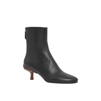 BLACK/CHESTNUT Bottines à talon kitten heel en cuir d'agneau
