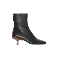 BLACK/CHESTNUT Bottines à talon kitten heel en cuir d'agneau