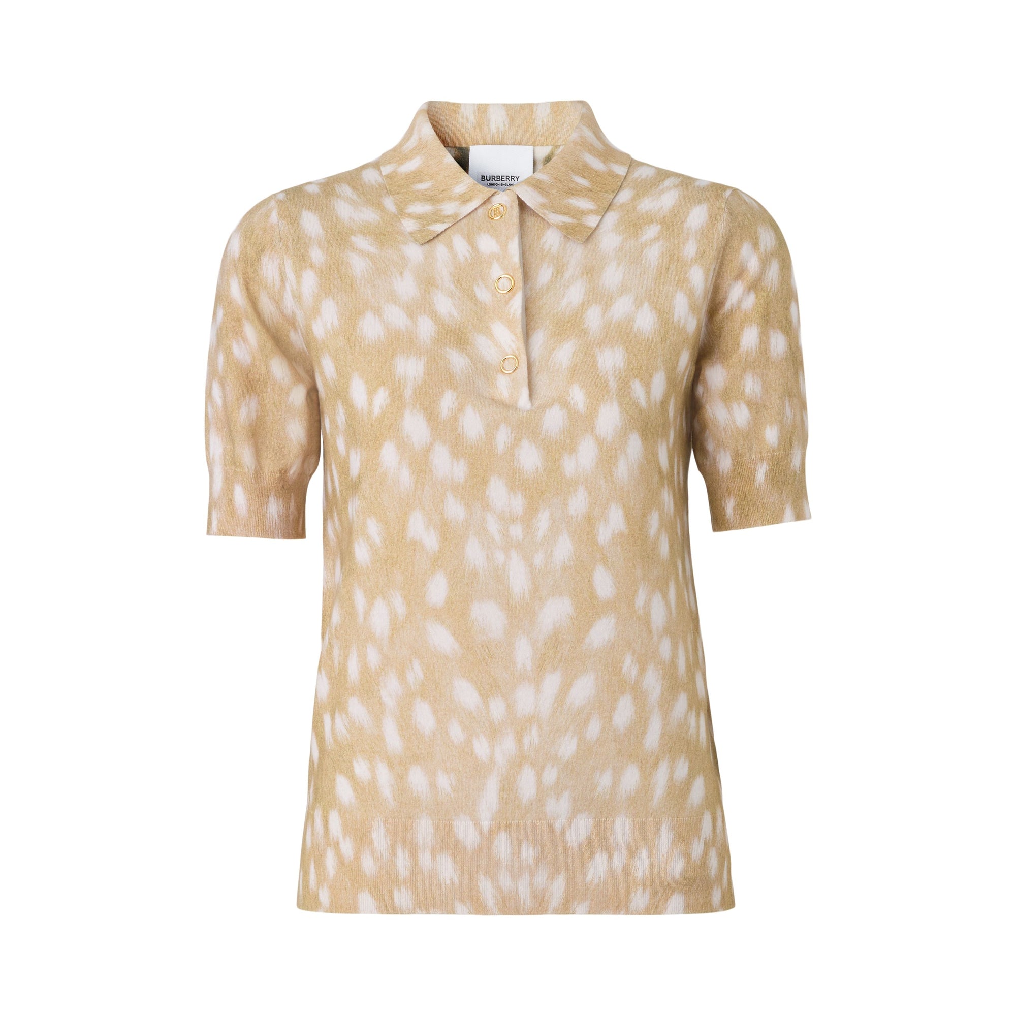 HONEY Polo en coton et cachemire à imprimé daim