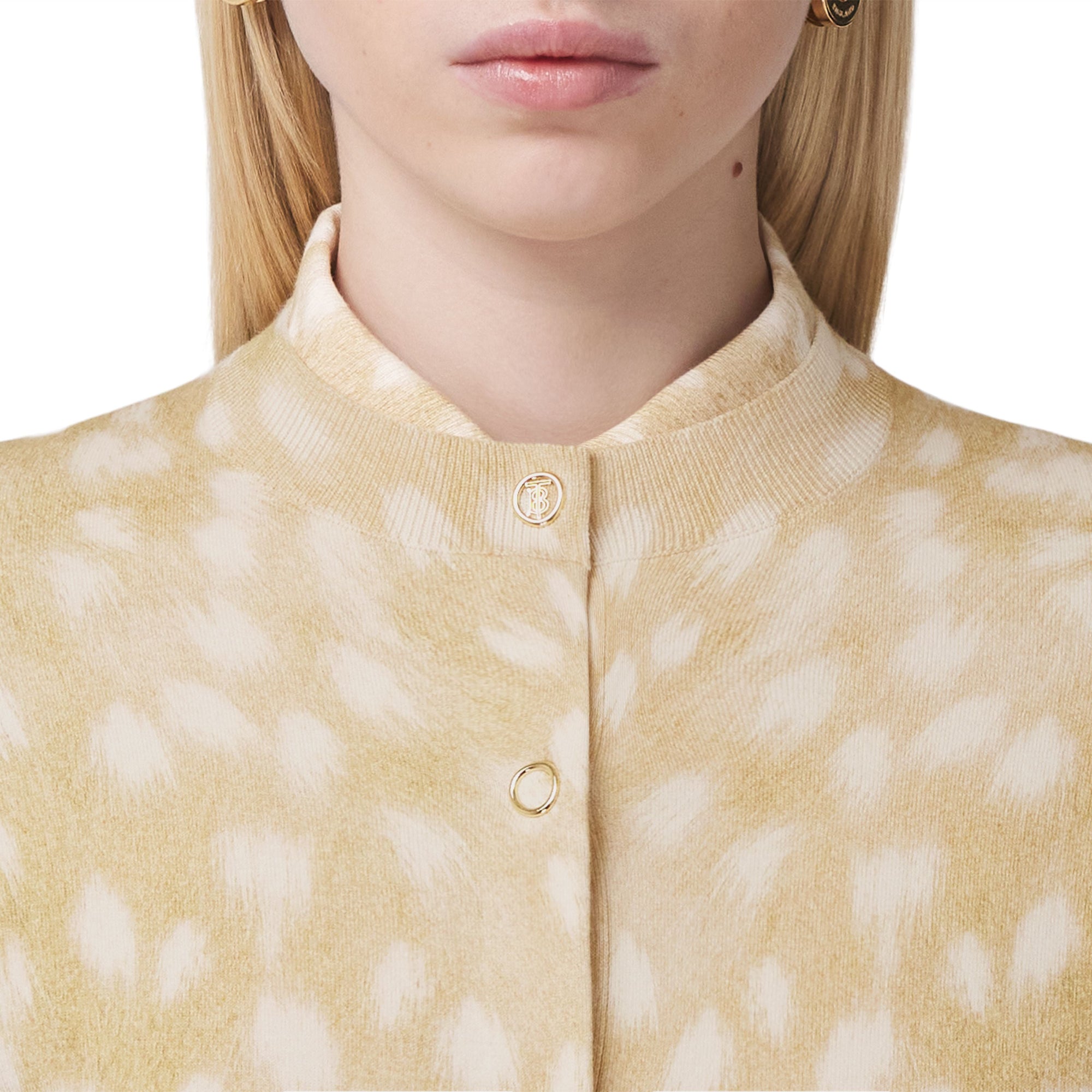 HONEY Cardigan en coton et cachemire mélangés à imprimé daim