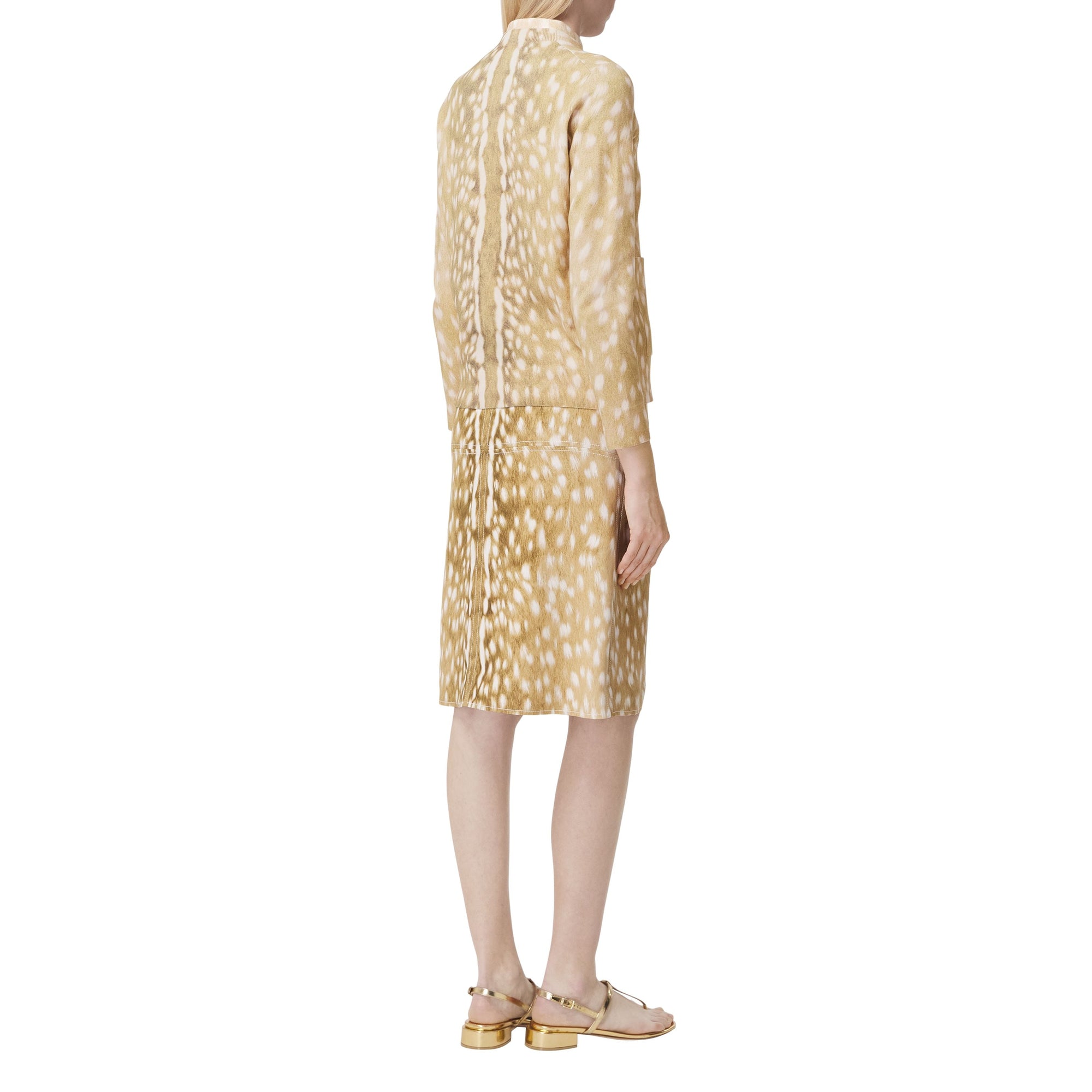 HONEY Cardigan en coton et cachemire mélangés à imprimé daim
