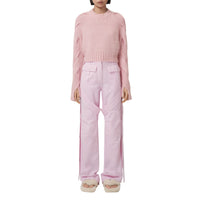 PALE CANDY PINK Pull court en cachemire mélangé à torsades