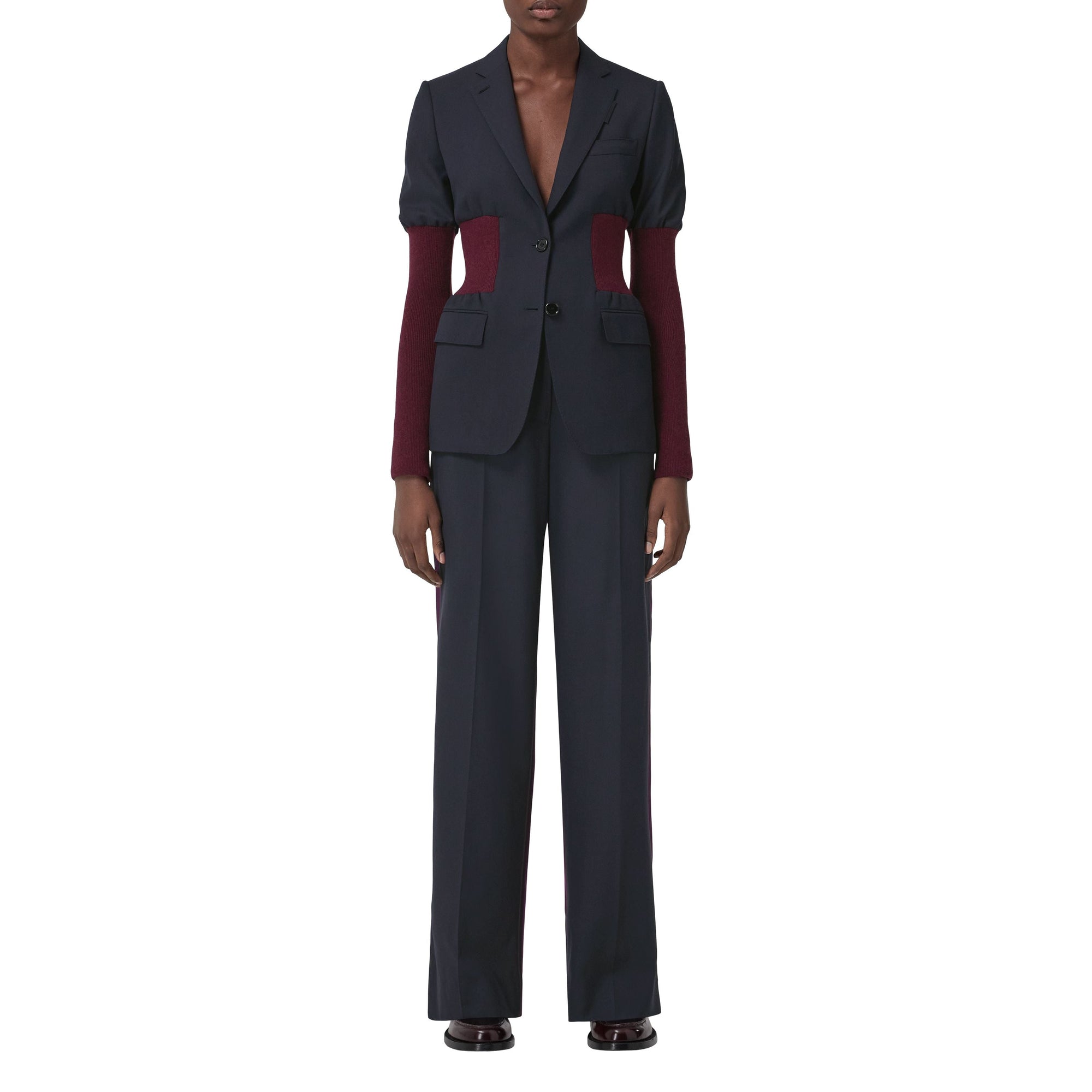 NAVY BLACK Pantalon ample en laine bicolore
