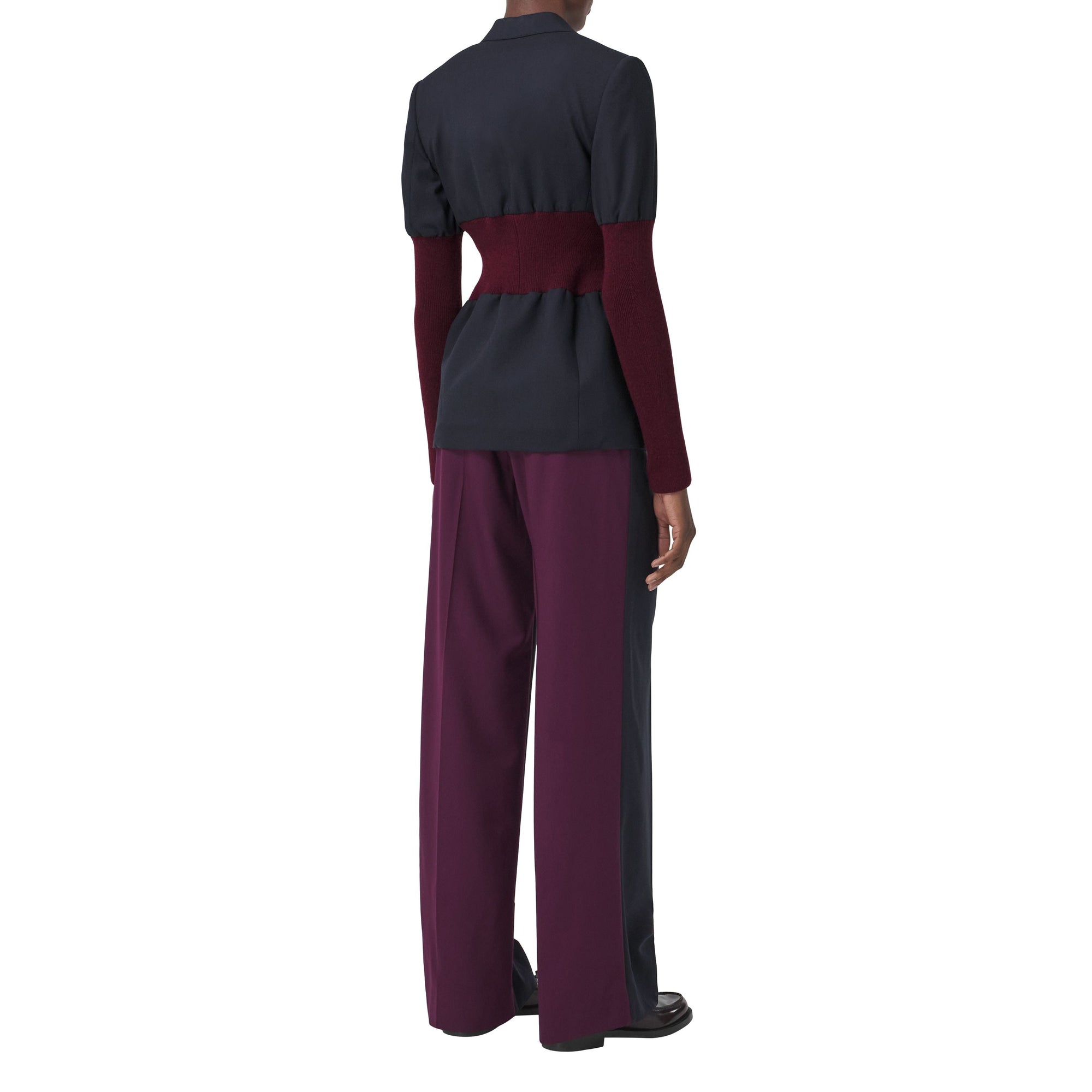 NAVY BLACK Pantalon ample en laine bicolore