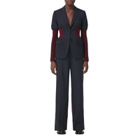 NAVY BLACK Pantalon ample en laine bicolore