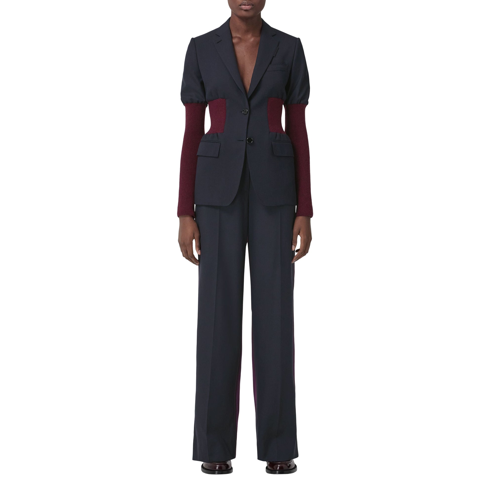 NAVY BLACK Pantalon ample en laine bicolore