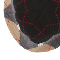 GREY ARGYLE KNIT Bob en laine et cachemire argyle en intarsia