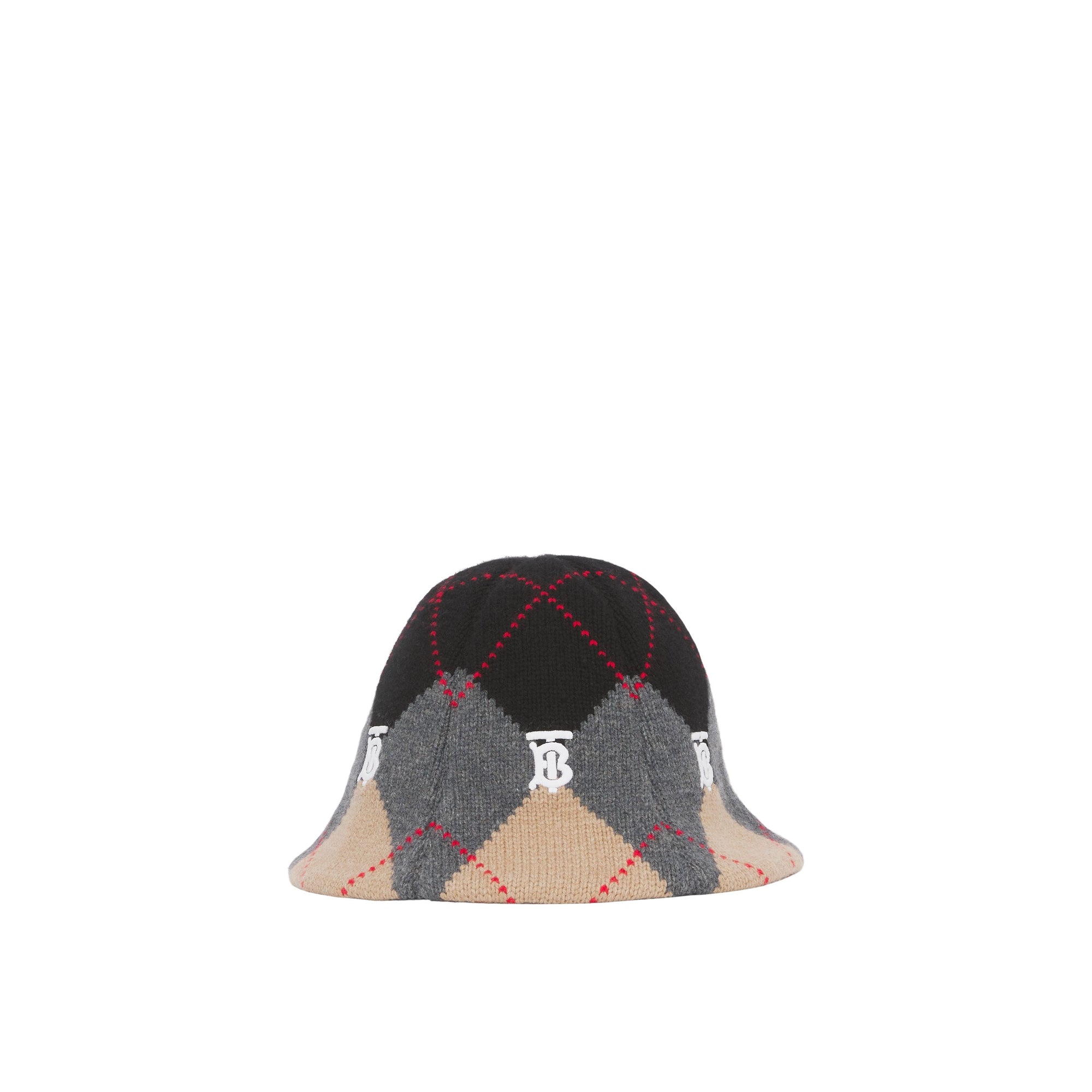 GREY ARGYLE KNIT Bob en laine et cachemire argyle en intarsia