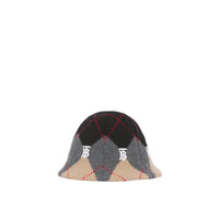 GREY ARGYLE KNIT Bob en laine et cachemire argyle en intarsia