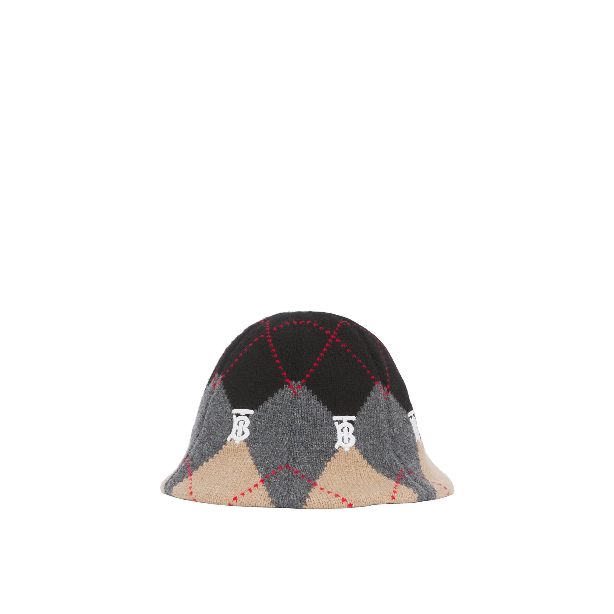 GREY ARGYLE KNIT Bob en laine et cachemire argyle en intarsia