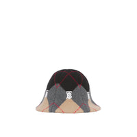 GREY ARGYLE KNIT Bob en laine et cachemire argyle en intarsia