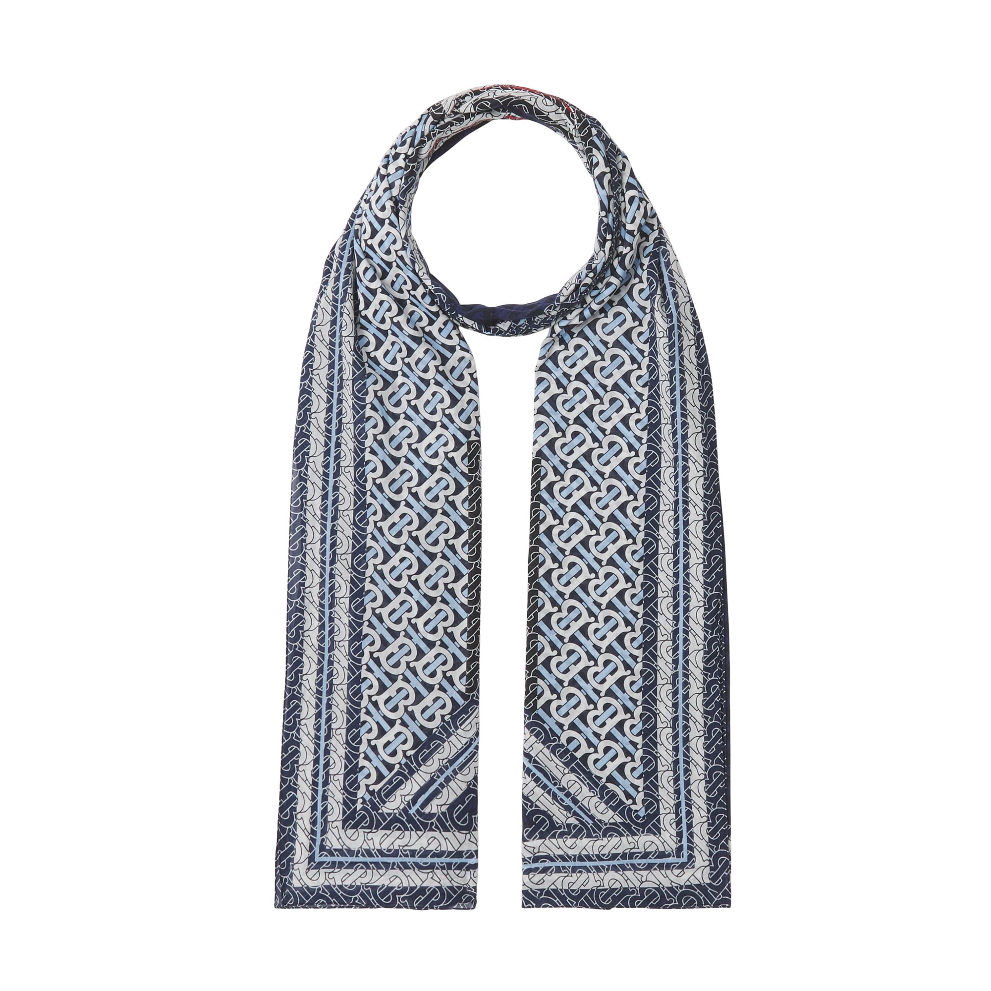 COBALT BLUE Paréo en coton rayé Monogram