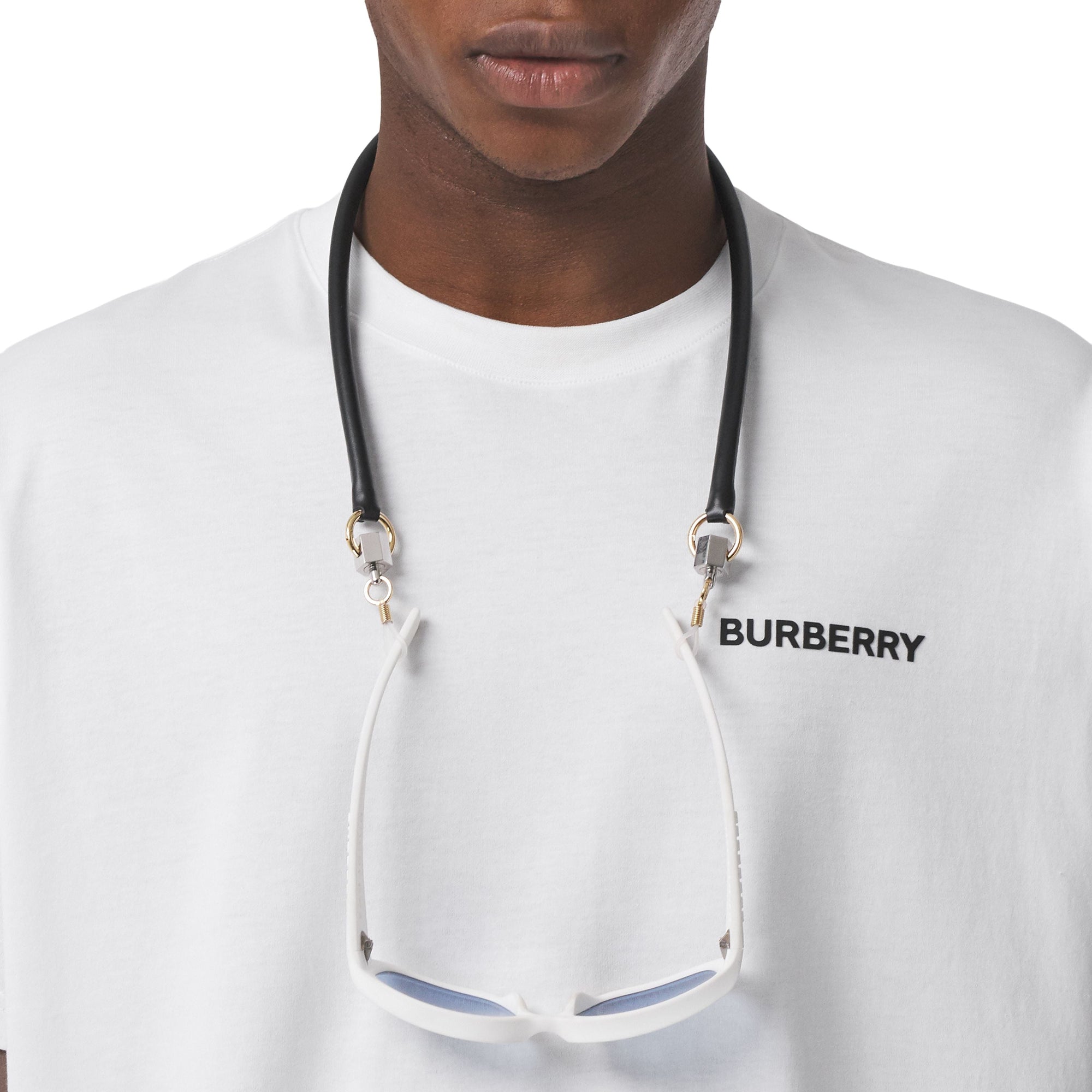 BLACK Cordon à lunettes en cuir avec détail métallique
